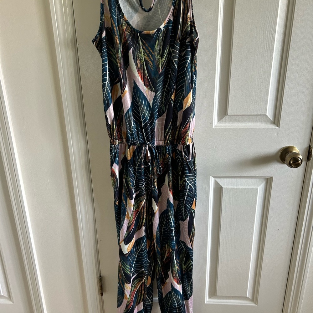 SHEIN Multicolor Leaf Print Jumpsuit